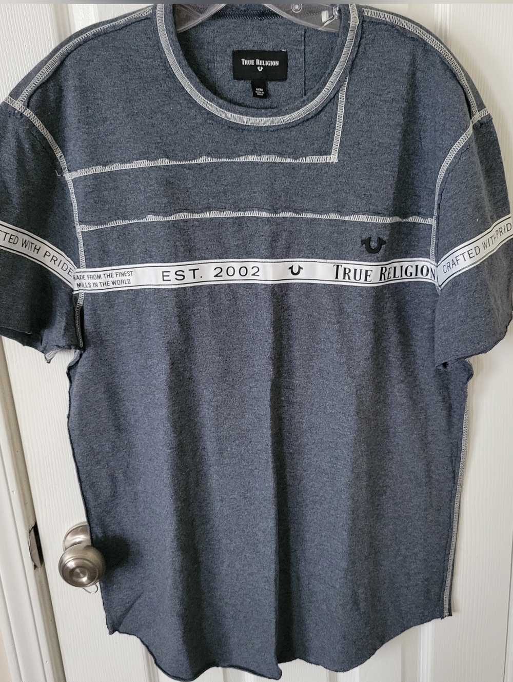True Religion Navy Heather Short-Sleeve Graphic Tee. Nwot